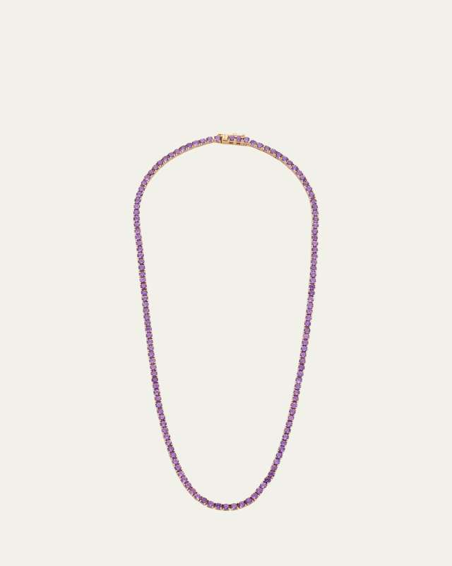 18k Gold Amethyst Tennis Necklace